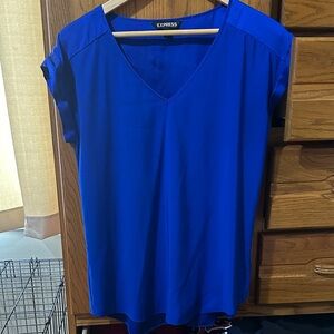 Express Women's Royal Blue V-Neck Blouse